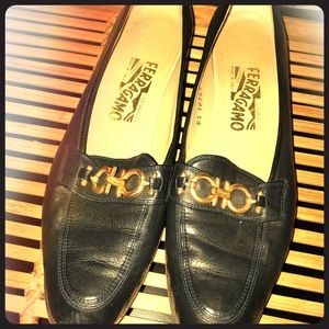 Ferragamo blue slip ins flats